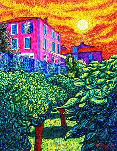 Landscape Painting - Hotel Les Thermes St. Antonin by Max R Scharf Landscape Painting - Hotel Les Thermes St. Antonin by Max R Scharf