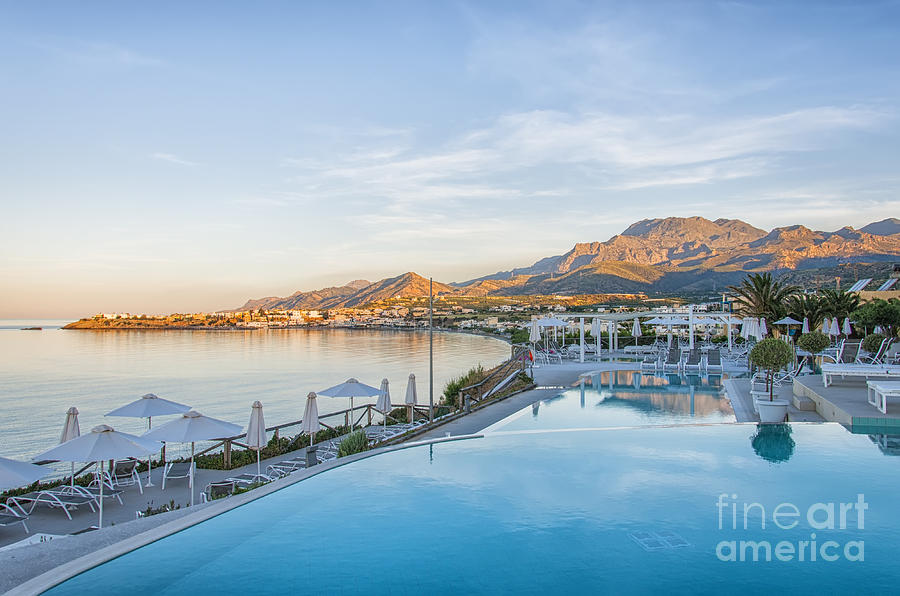 Summer Photograph - Hotel Pool Makrigialos Morning by Antony McAulay