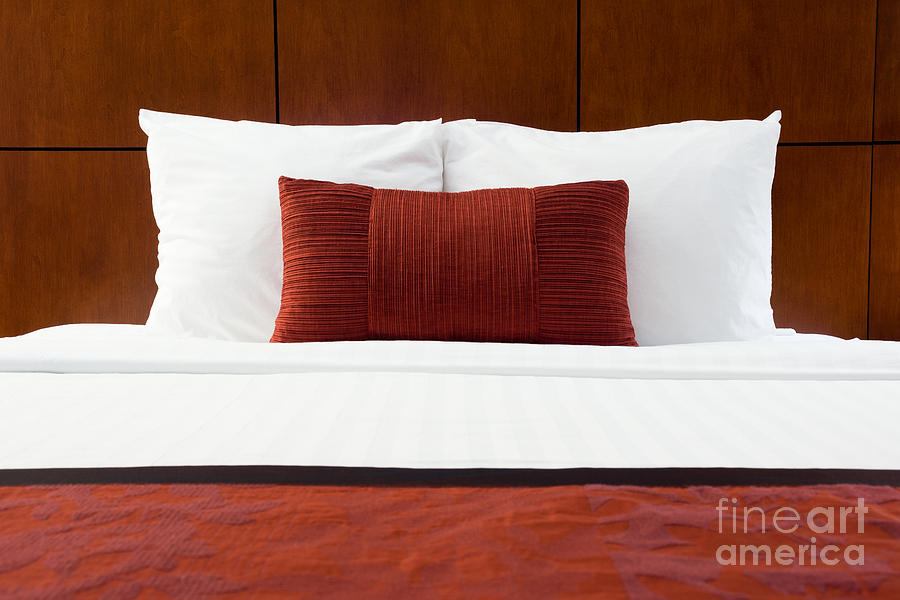 Bed Photograph - Hotel Room Bed and Pillows by Paul Velgos
