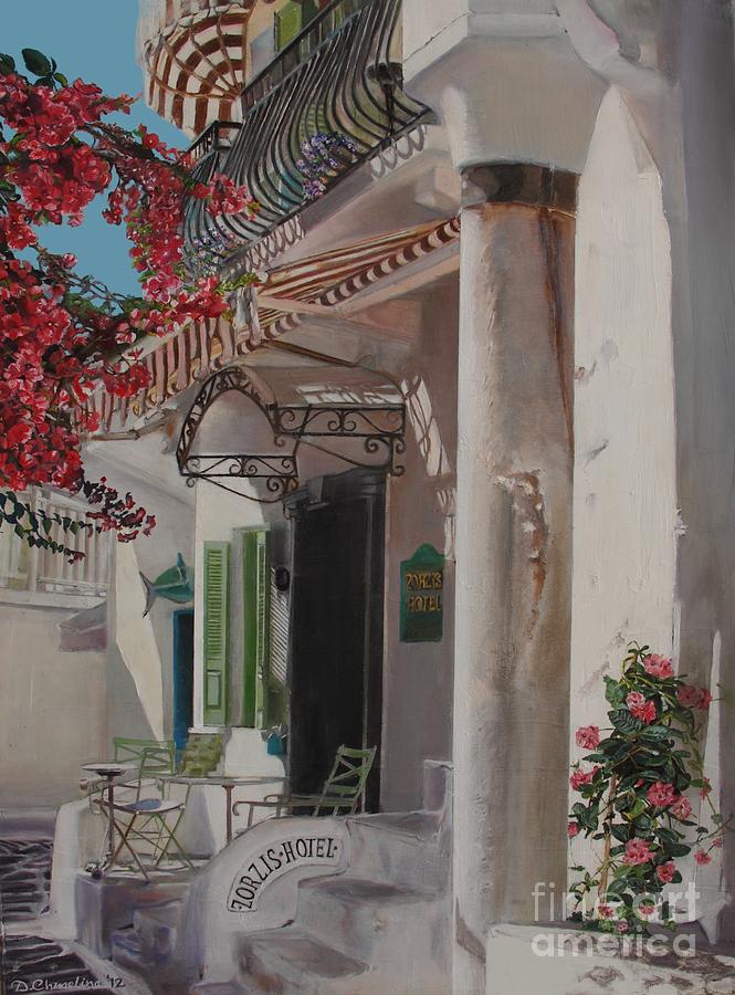 Greek Painting - Hotel Zorziz by Debra Chmelina