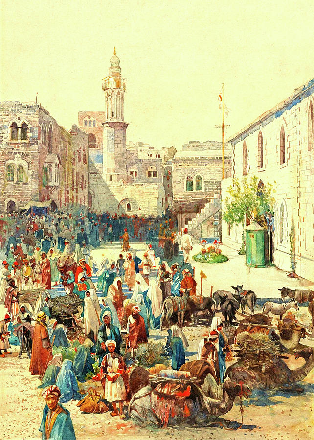 Houghton Bethlehem 1926 Painting by Munir Alawi