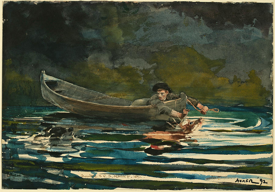 Hound and Hunter. Sketch Drawing by Winslow Homer