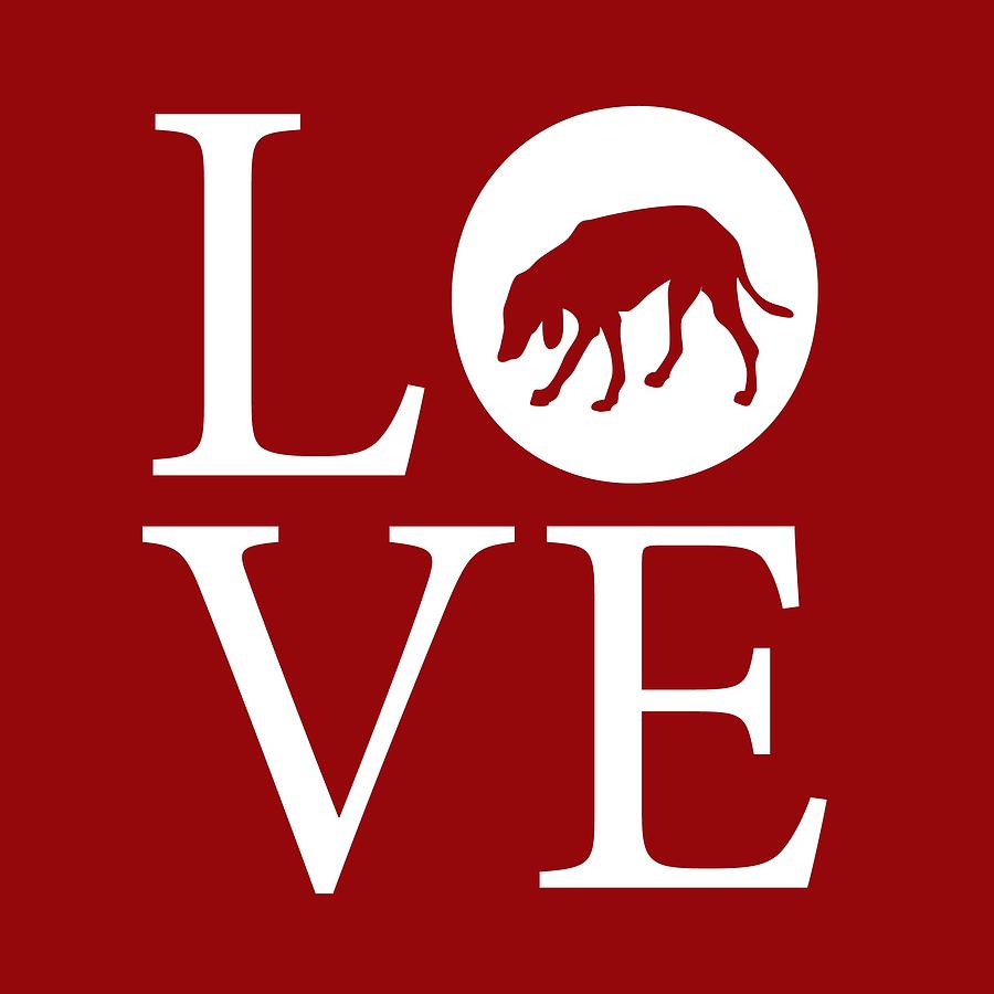 Hound Dog Love Red Digital Art by Nancy Ingersoll