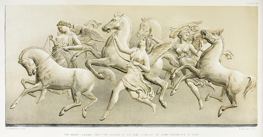 Hours leading forth the horses of the sun from the Industrial arts of the Nineteenth Century Painting by Vincent Monozlay