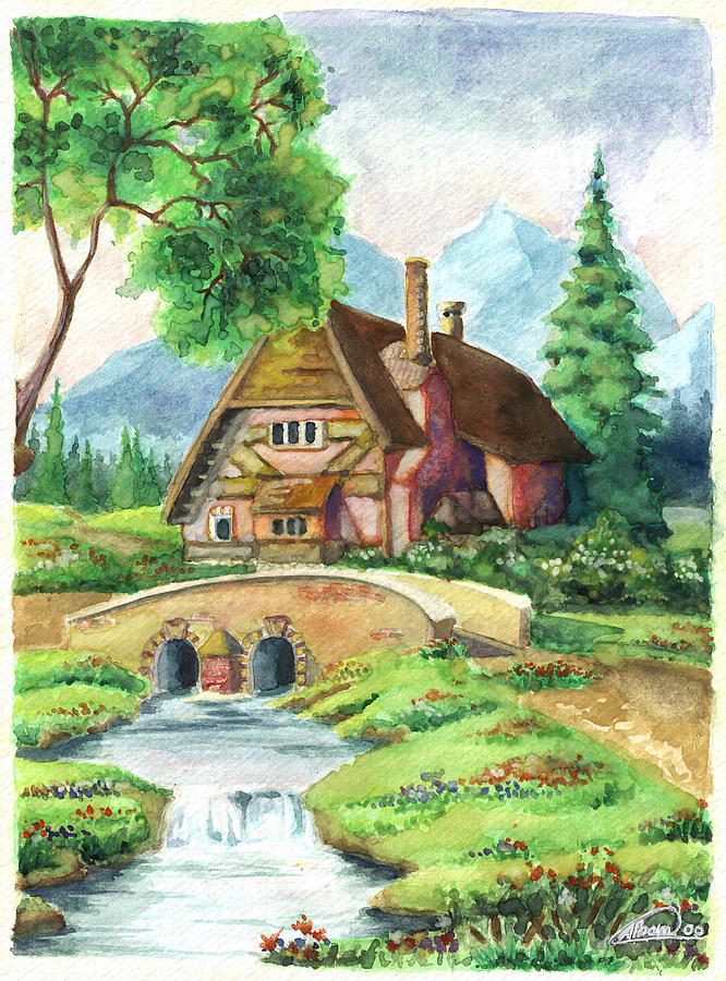 House Along The River Painting