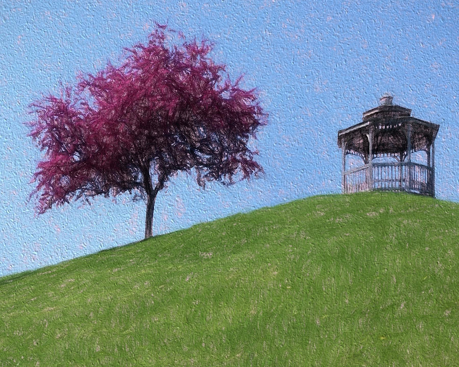 Cherry Blossom Gazebo Digital Art by Leslie Montgomery