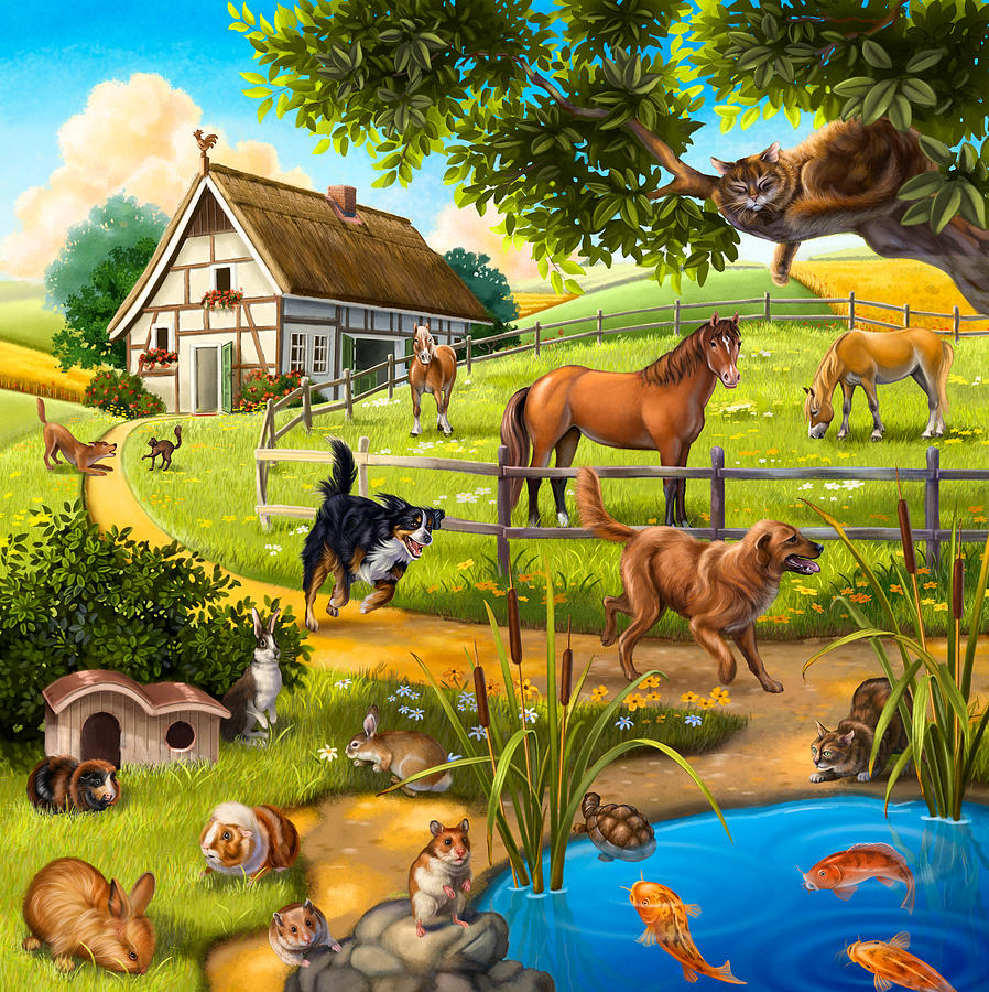 House Animals Painting by Anne Wertheim - Pixels