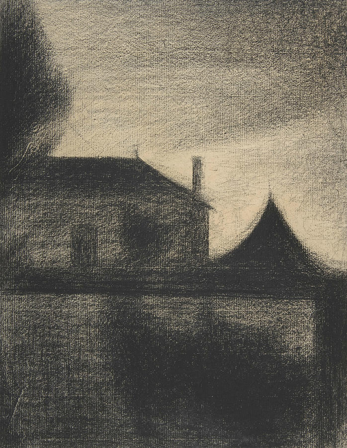 House at Dusk Drawing by Georges-Pierre Seurat