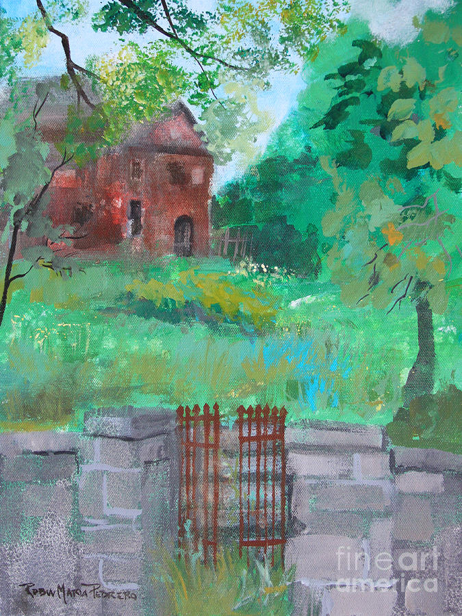 House beyond rusted gate Painting by Robin Pedrero