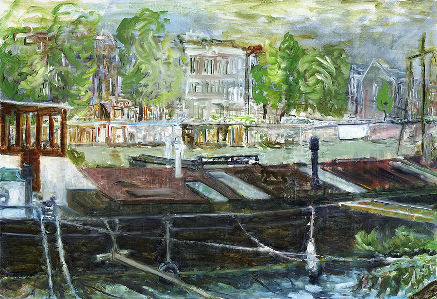 House Boat in Amsterdam Painting by Joan De Bot House Boat in Amsterdam Painting by Joan De Bot