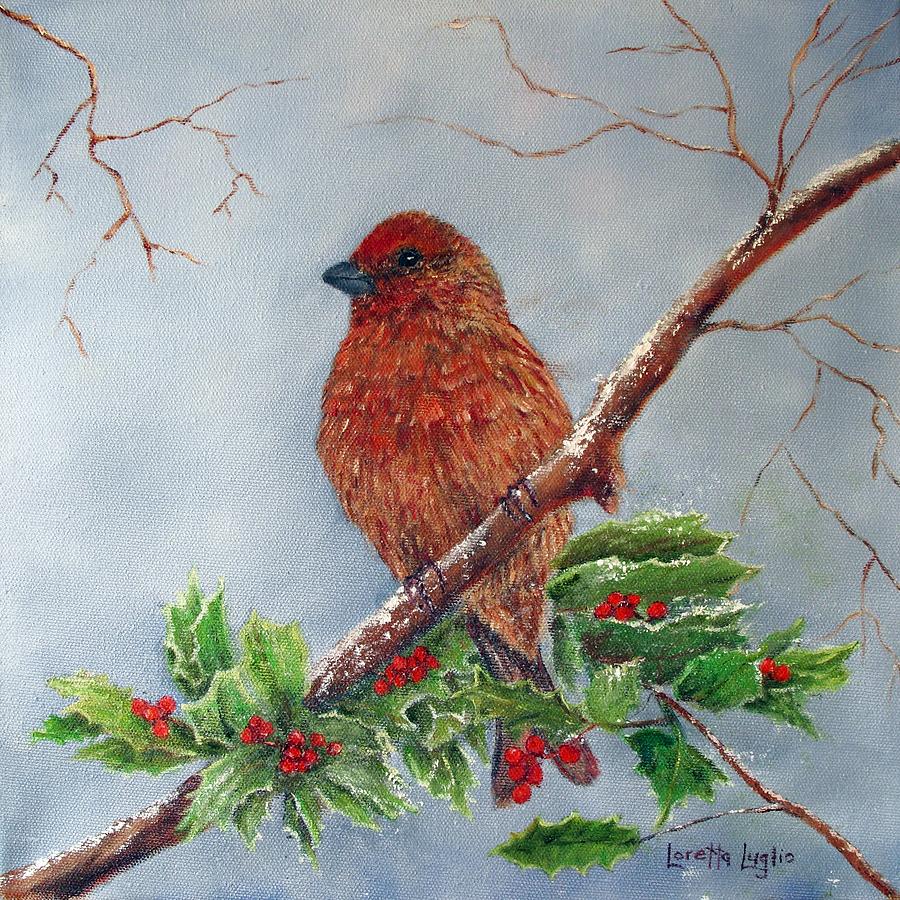 House Finch In Winter Painting by Loretta Luglio