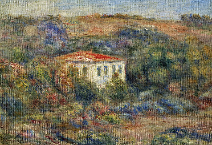 House in a Landscape Painting by Pierre-Auguste Renoir