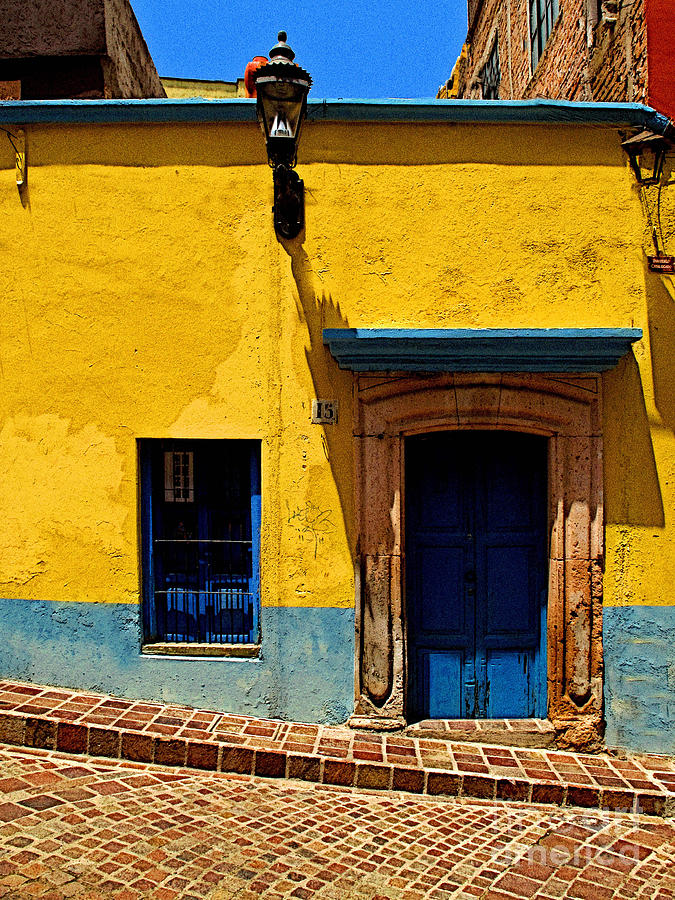 Architecture Photograph - House in Yellow and Blue by Mexicolors Art Photography