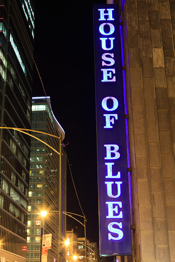 Chicago Photograph - House of Blues Sign in Chicago by Paul Velgos