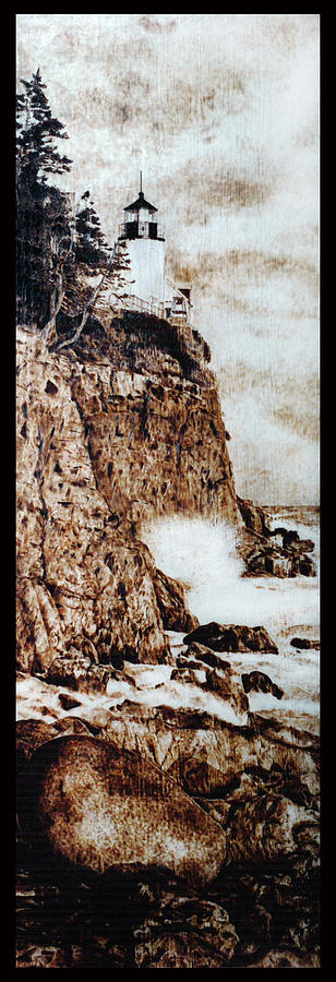 Lighthouse Pyrography - House of Light - Maine by Dino Muradian