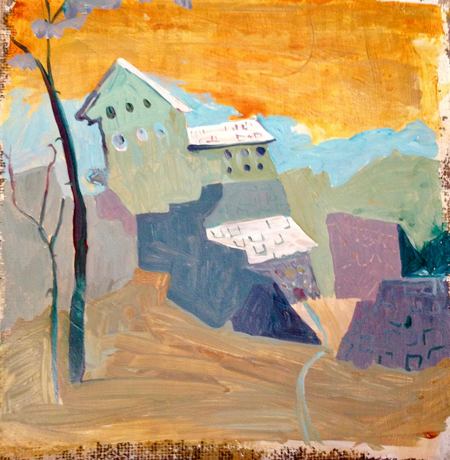 House on a Hill Painting by Carole Johnson