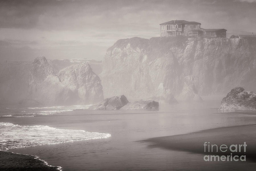 House On Cliff Near Face Rock Toned Photograph