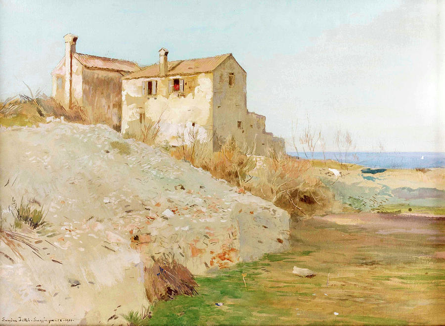House on the Coast Drawing by Eugen Jettel