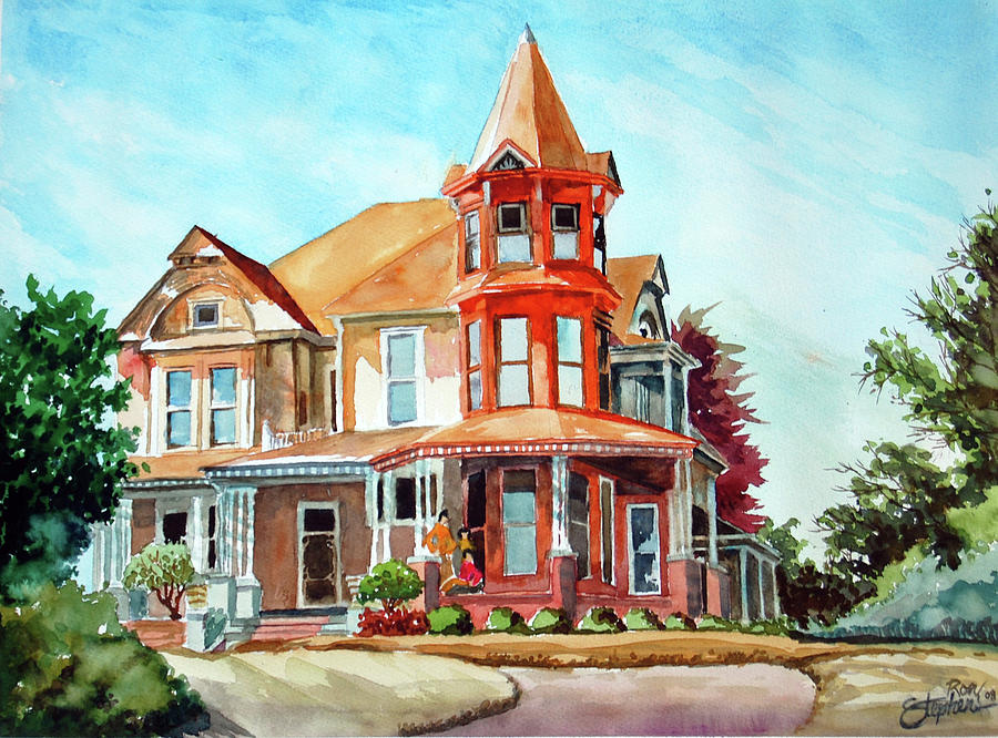 Victorian Houses Painting - House on the Hill by Ron Stephens