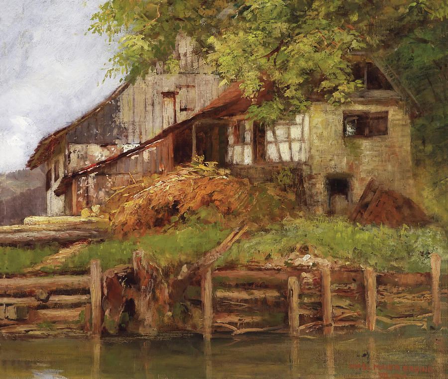 House On The Lake Shore Painting by Mountain Dreams
