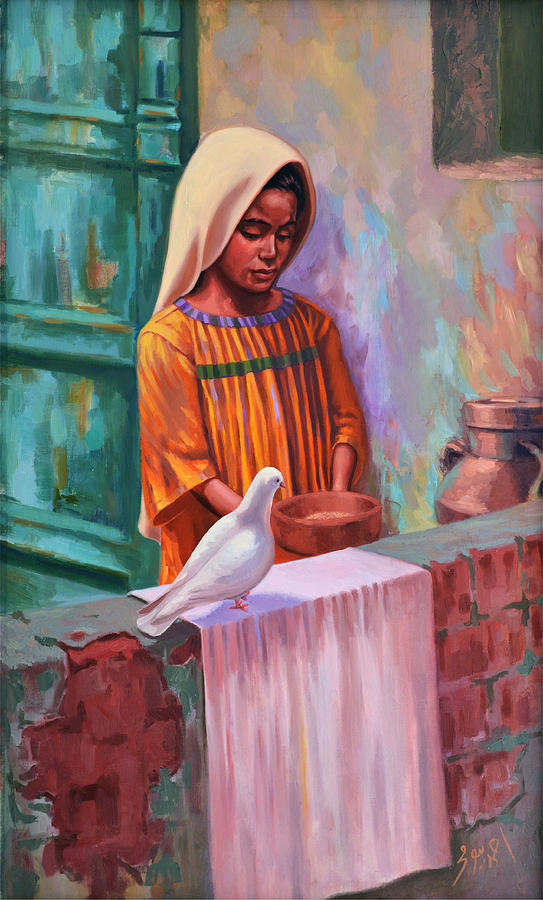 Pigeon Painting - House Pigeon by Ahmed Bayomi