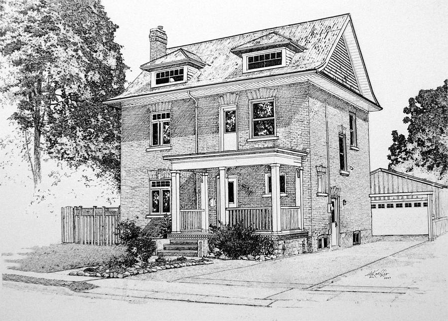 House Portrait In Ink 1 Drawing