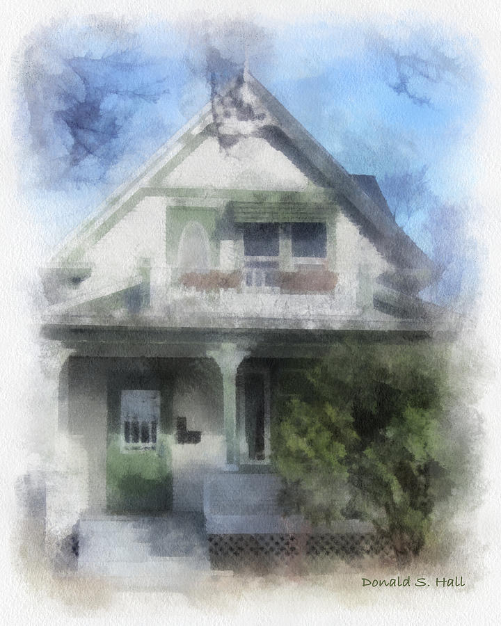 House with Green Doors Painting by Donald S Hall