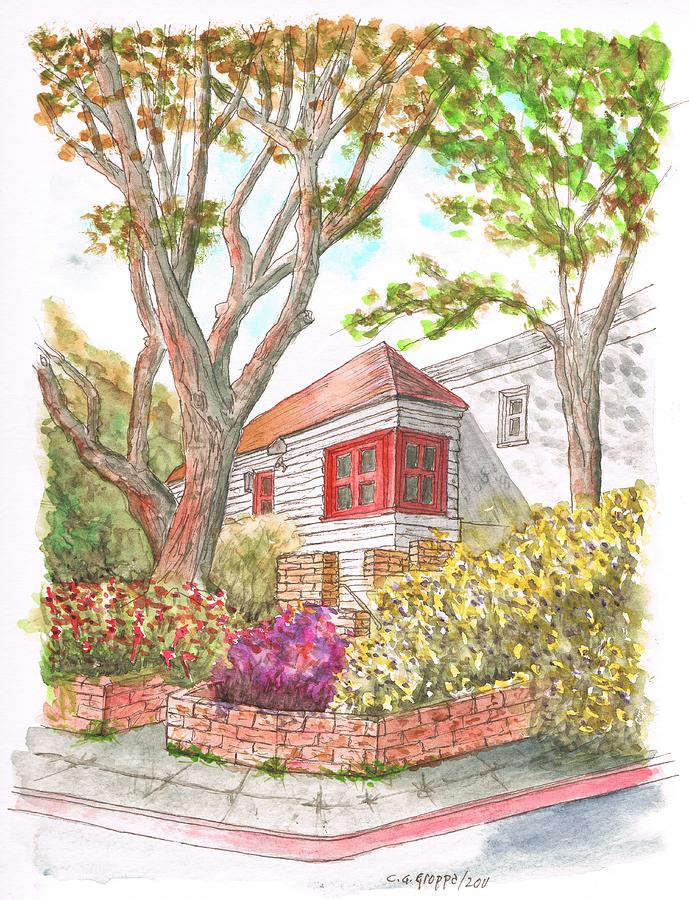 House with two trees in Holloway Ave. - West Hollywood - California Painting by Carlos G Groppa