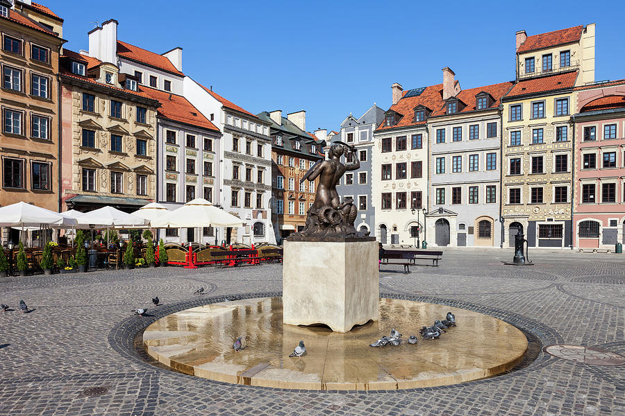 Houses and Mermaid on Warsaw Old Town Square Photograph by Artur Bogacki