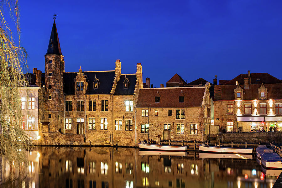 Architecture Photograph - Houses by a Canal - Bruges, Belgium by Barry O Carroll