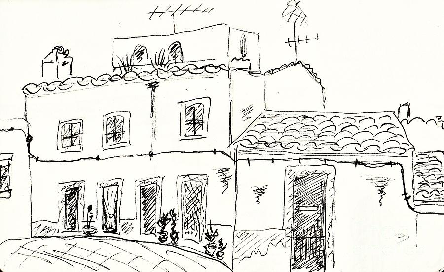 Houses in Elvas Drawing by Chani Demuijlder