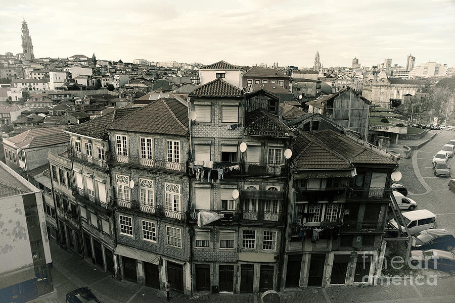 Vintage Photograph - Houses in Porto, Portugal by Isabel Poulin