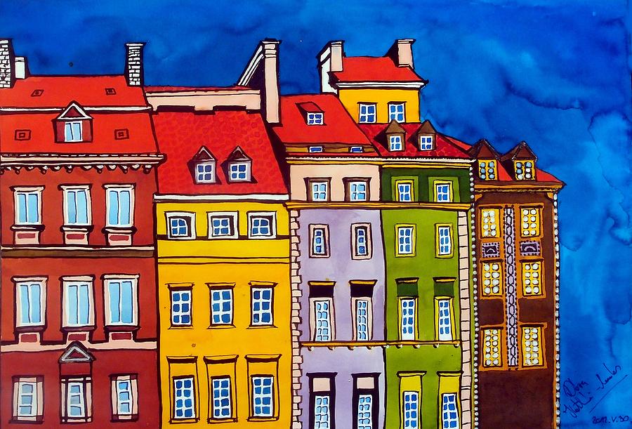 Houses in the Oldtown of Warsaw Painting by Dora Hathazi Mendes