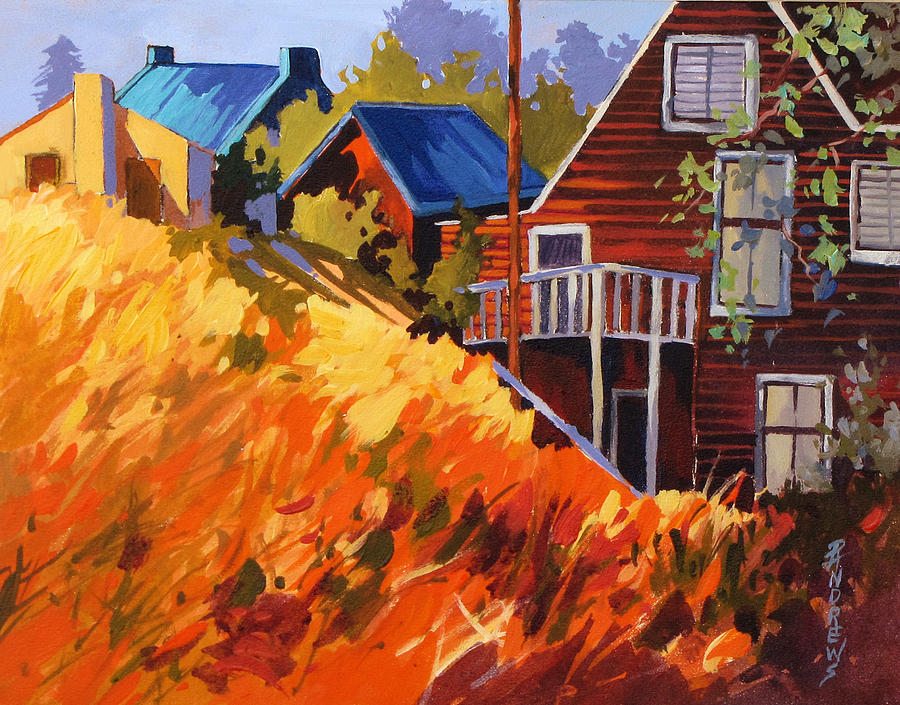 Houses On The Hill Painting by Rae Andrews