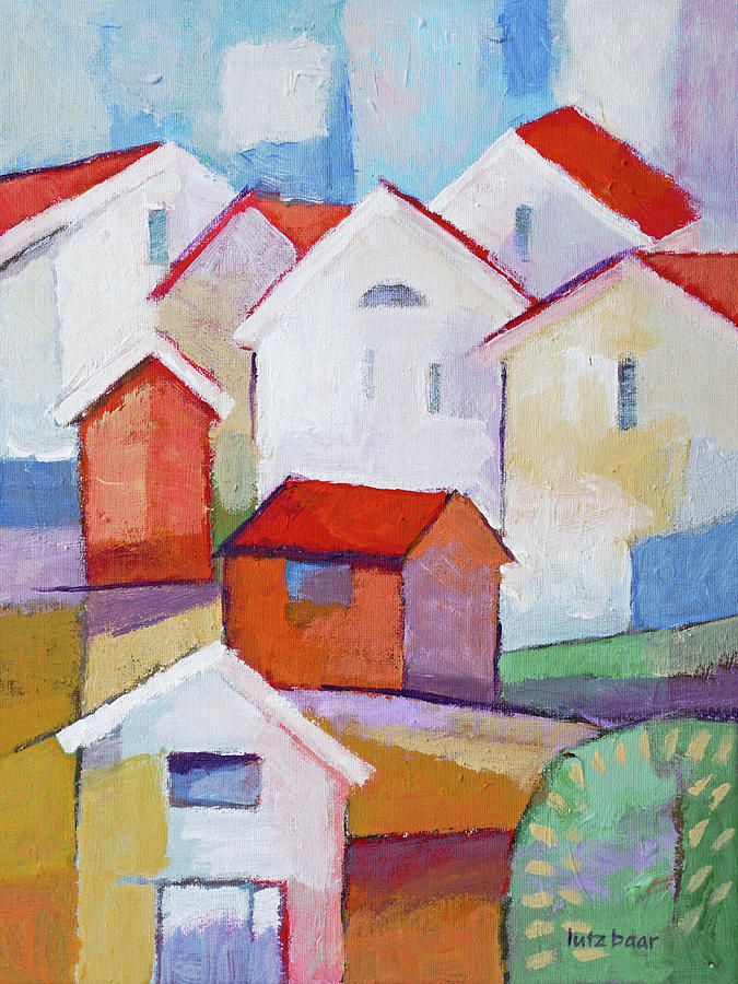 Houses Painting Painting by Lutz Baar