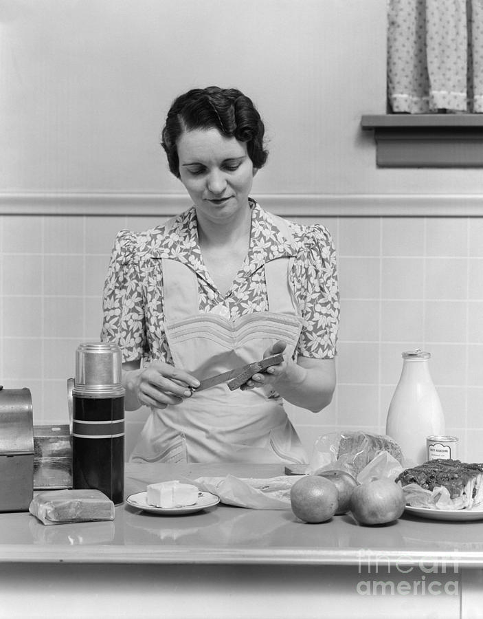 Housewife Preparing Lunch Box, C.1930s Photograph by H. Armstrong Roberts/ClassicStock