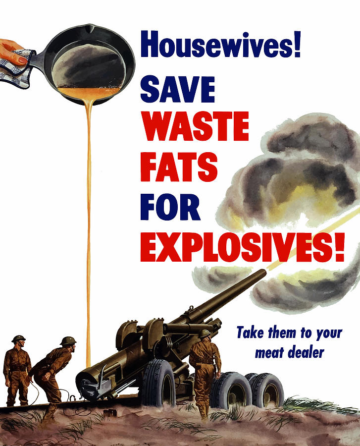 Vintage Painting - Housewives - Save Waste Fats For Explosives by War Is Hell Store