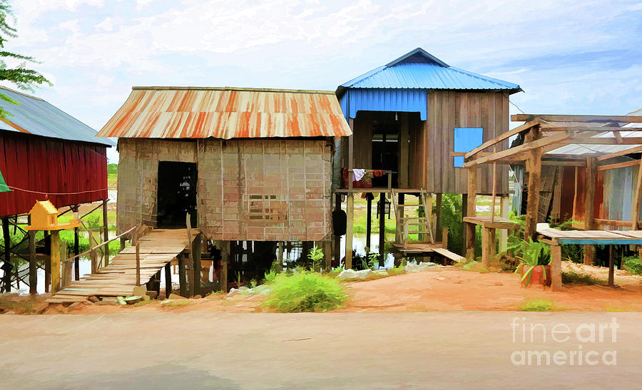 Housing Photograph - Housing Cambodia Tonle Sap Region  by Chuck Kuhn