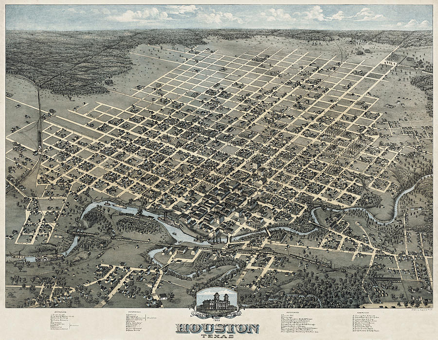 Houston 1873 by Augustus Koch Digital Art by Texas Map Store