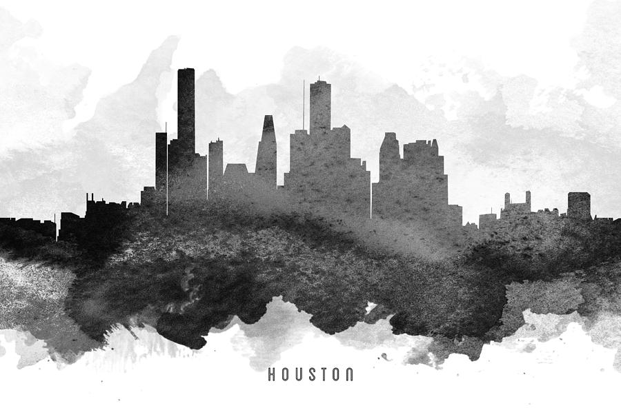 Houston Painting - Houston Cityscape 11 by Aged Pixel