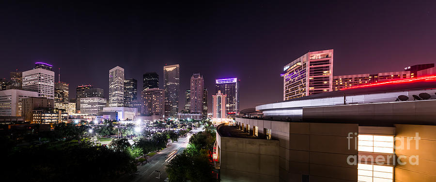Houston Photograph - Houston Cityscape at Night by Bee Creek Photography - Tod and Cynthia