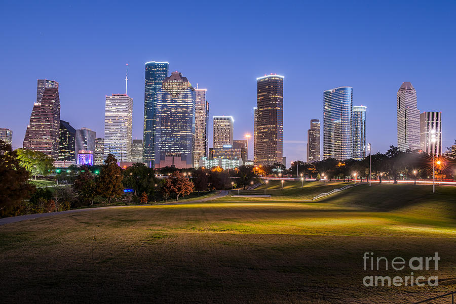 Houston Skyline Twilight Photograph by Bee Creek Photography - Tod and Cynthia