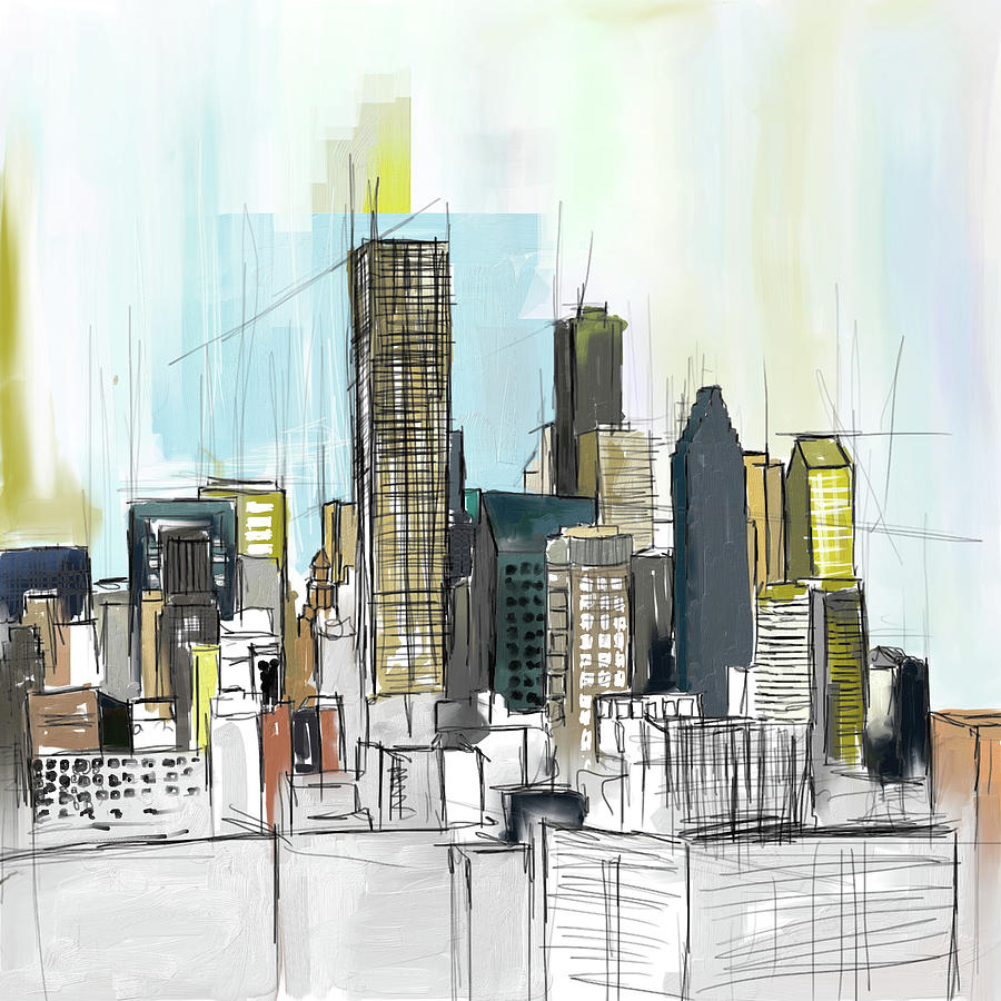 United States Painting - Houston Skyline 652 1 by Mawra Tahreem United States Painting - Houston Skyline 652 1 by Mawra Tahreem
