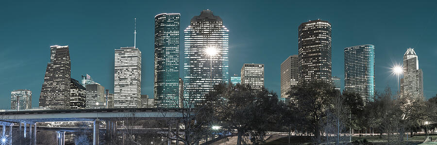 Houston Skyline Photograph - Downtown Houston Panoramic Skyline at Dusk by Gregory Ballos