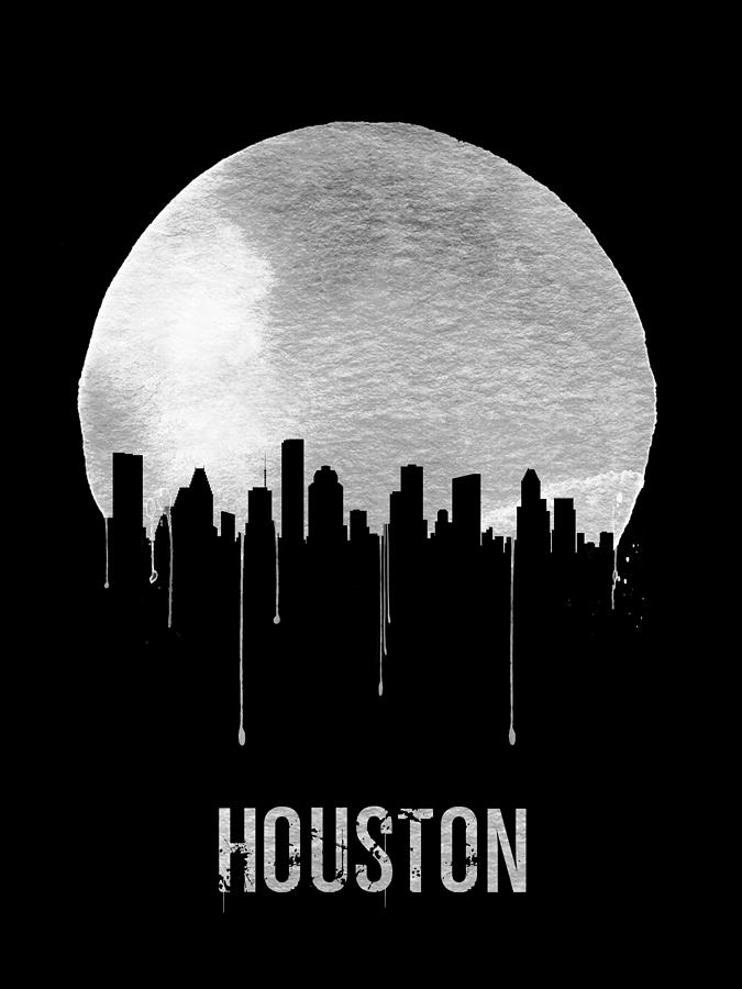 Houston Painting - Houston Skyline Black by Naxart Studio
