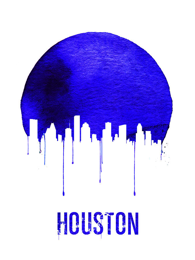 Houston Digital Art - Houston Skyline Blue by Naxart Studio