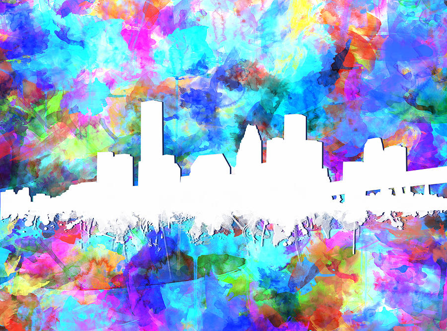Houston Skyline Colorful Painting by Bekim M