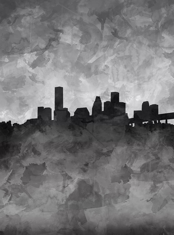 Houston Skyline Grunge Painting by Bekim M