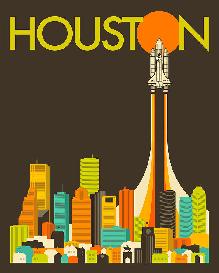 Houston Digital Art - Houston Skyline by Jazzberry Blue