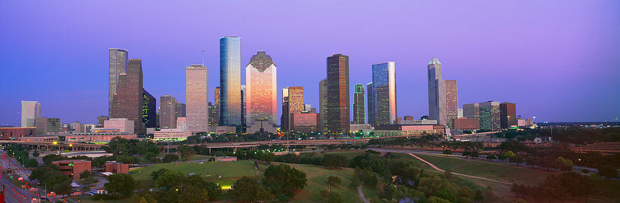 Houston Skyline, Memorial Park, Dusk Photograph by Panoramic Images